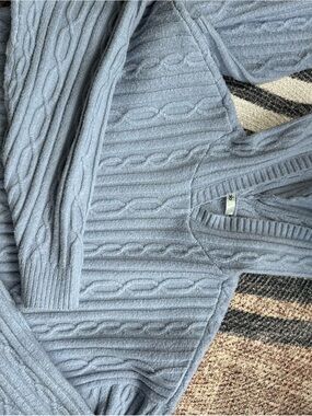 Light Blue Cable Knit V-Neck Sweater